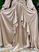 Load image into Gallery viewer, “Francesca ” Satin Long Sleeve With Ruffes Maxi Dress
