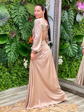 Load image into Gallery viewer, “Francesca ” Satin Long Sleeve With Ruffes Maxi Dress
